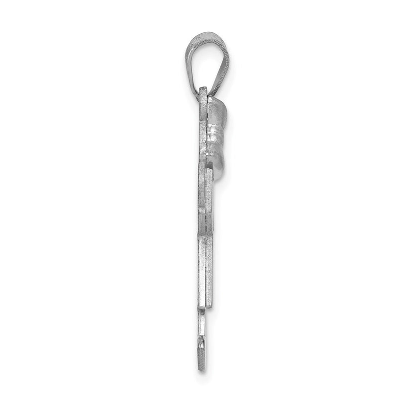 14k White Gold Medium Girl w/Bow on Left Engravable Charm