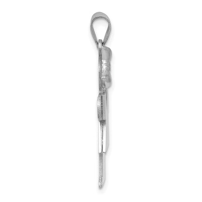 14k White Gold Medium Girl w/Bow on Left Engravable Charm