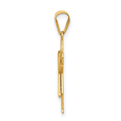 14k Yellow Gold Satin Engravable Girl w/Ruffled Skirt Charm