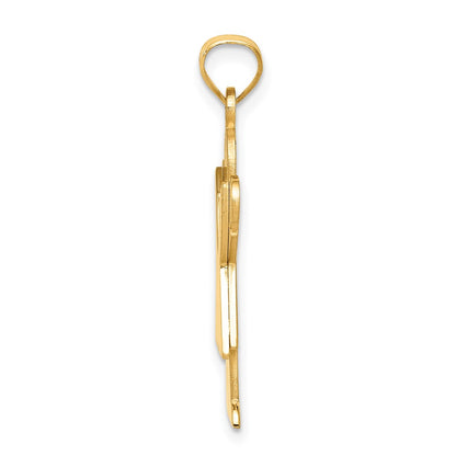 14k Yellow Gold Solid Satin Engravable Girl w/Ruffled Skirt Charm
