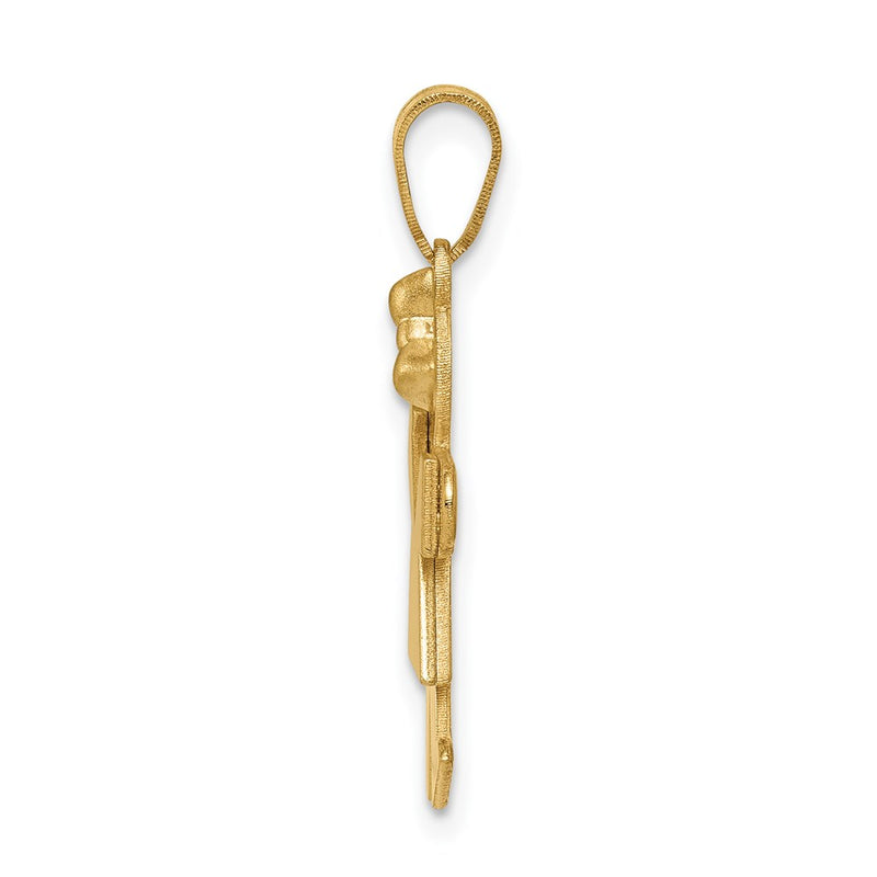 14k Yellow Gold Solid Engravable Girl with Bow on Right Charm
