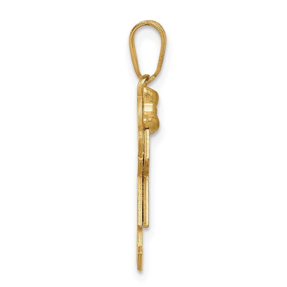 14k Yellow Gold Solid Engravable Girl with Bow on Left Charm