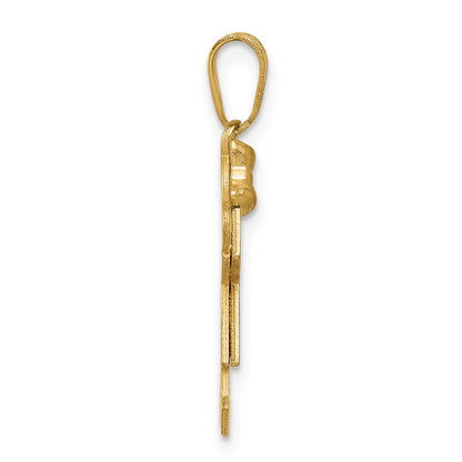 14k Yellow Gold Solid Engravable Girl with Bow on Left Charm