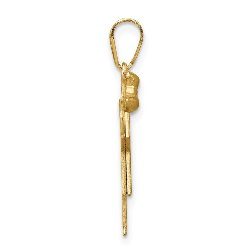 14k Yellow Gold Solid Engravable Girl with Bow on Left Charm