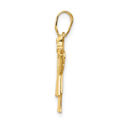 14k Yellow Gold Solid Engravable Girl with Bow on Right Charm