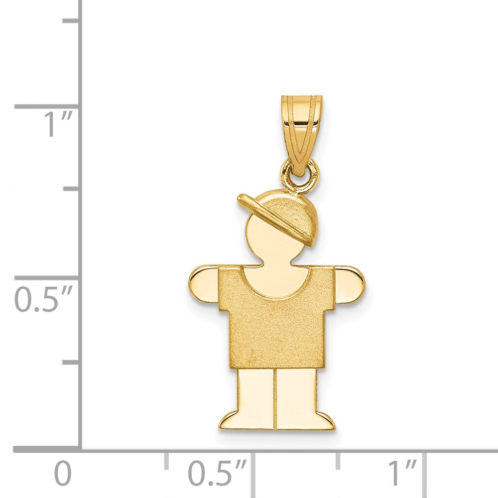 14k Yellow Gold Solid Engravable Boy with Hat on Right Charm