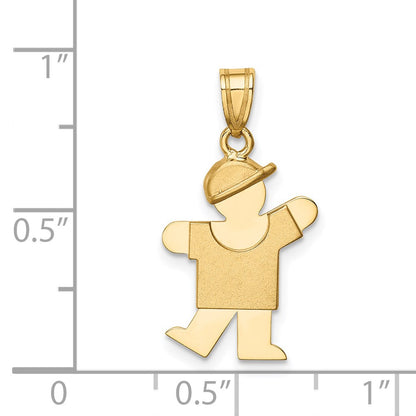 14k Yellow Gold Solid Engravable Boy with Hat on Left Charm