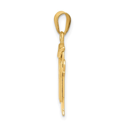 14k Yellow Gold Solid Engravable Boy in Overalls with Hat on Left Charm