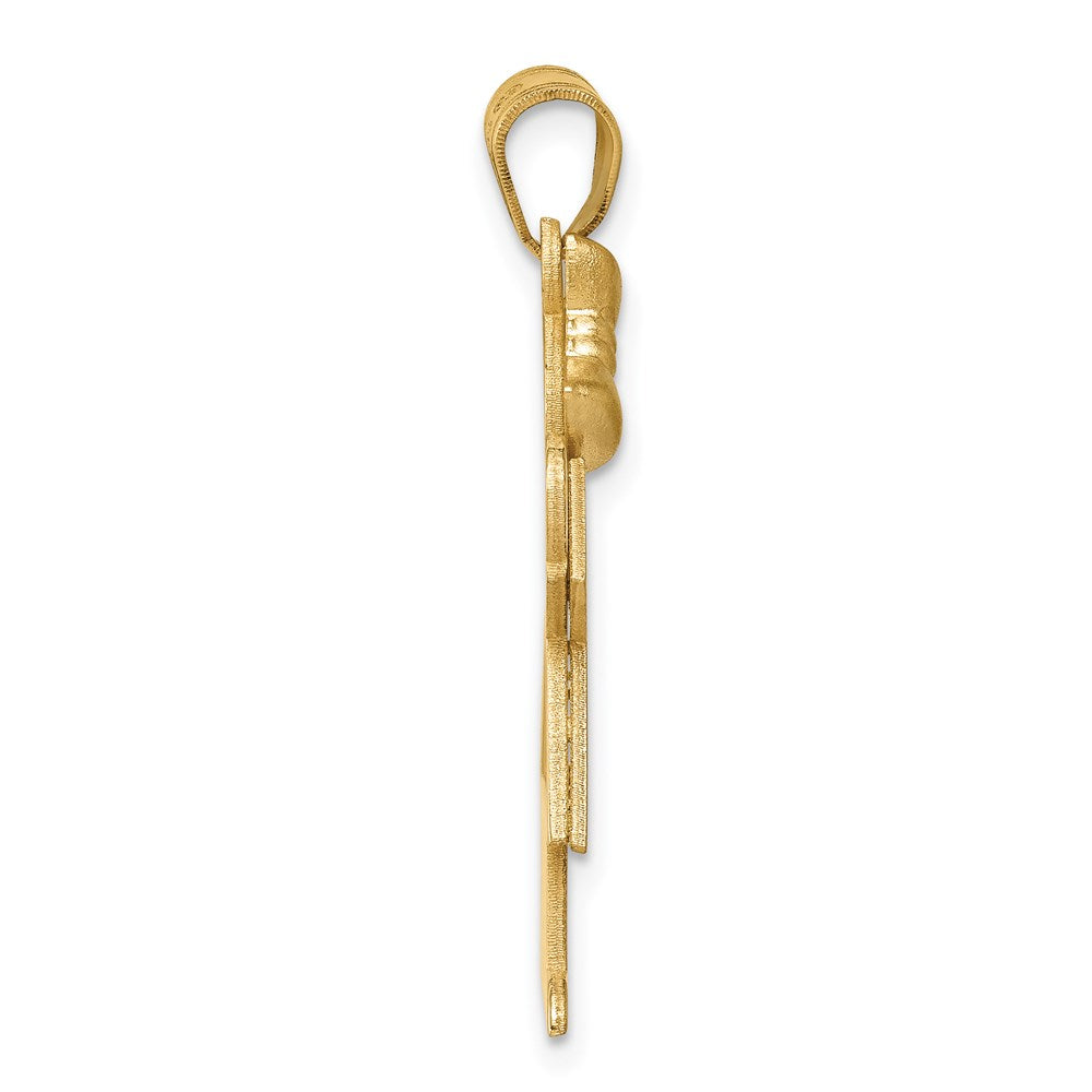 14k Yellow Gold Solid Engravable Girl with Bow on Left Charm