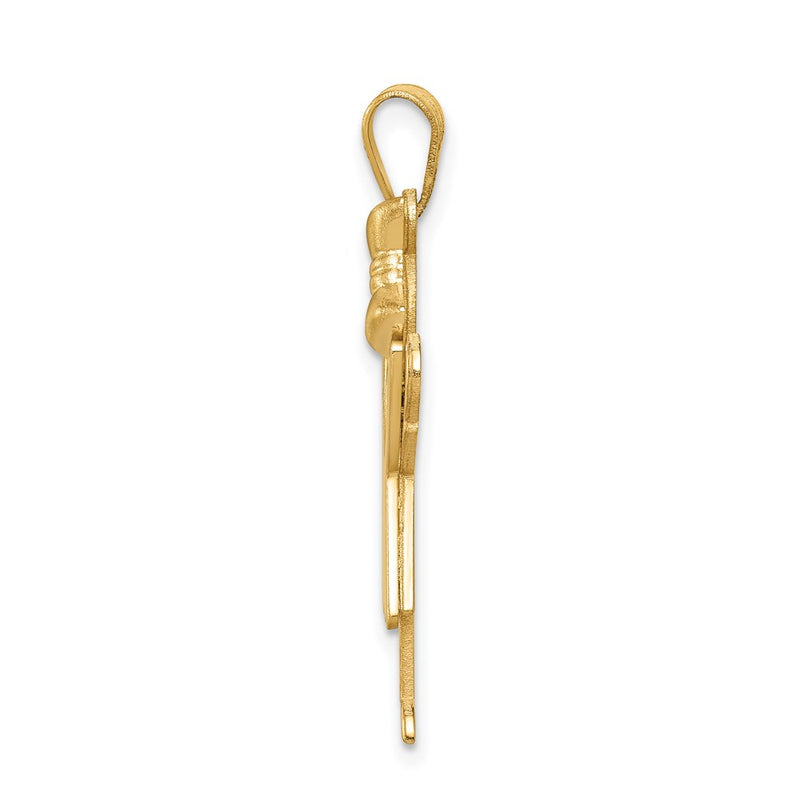 14k Yellow Gold Solid Engravable Girl with Bow on Right Charm