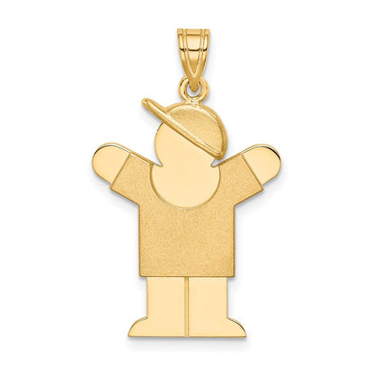 14k Yellow Gold Solid Engravable Boy with Hat on Right Charm