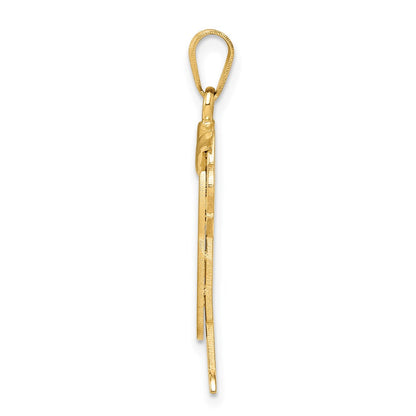 14k Yellow Gold Solid Engravable Boy in Overalls with Hat on Left Charm