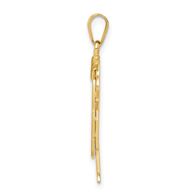 14k Yellow Gold Solid Engravable Boy in Overalls with Hat on Left Charm