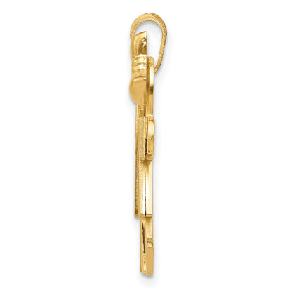 14k Yellow Gold Solid Engravable Boy on Left and Girl on Right Charm