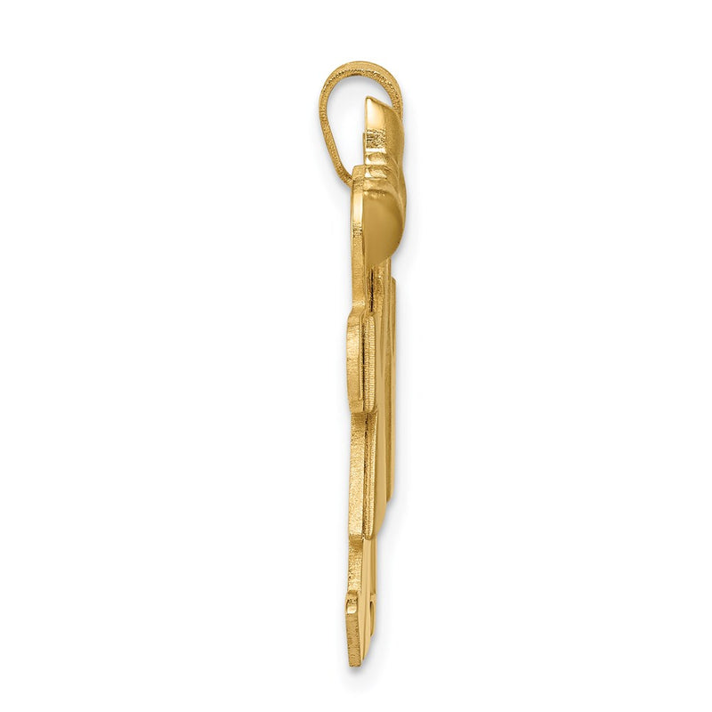 14k Yellow Gold Solid Engravable Girl on Left and Boy on Right Charm