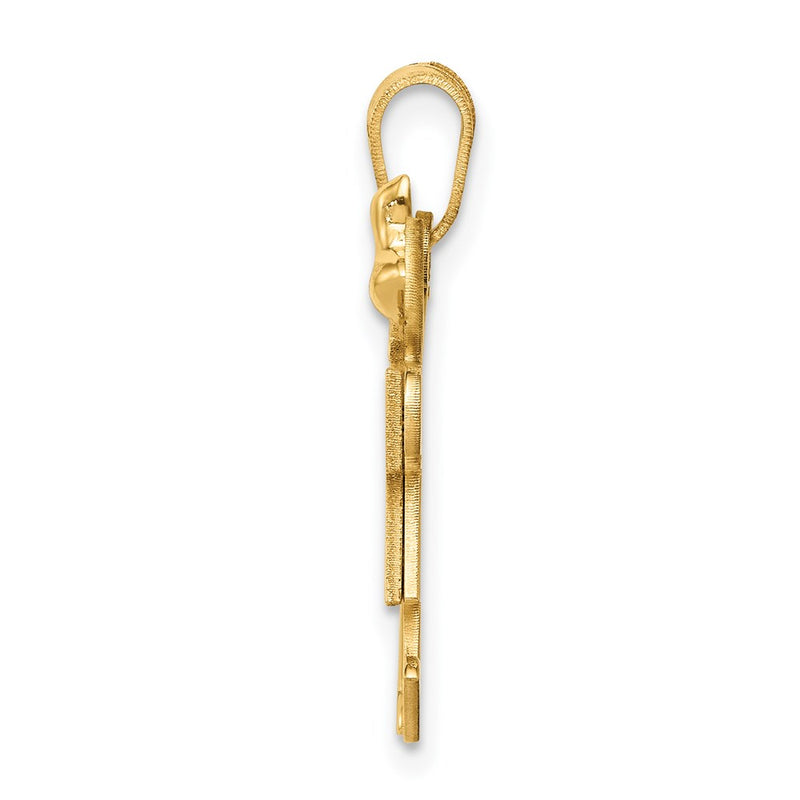 14k Yellow Gold Solid Engravable Small Double Girls Charm