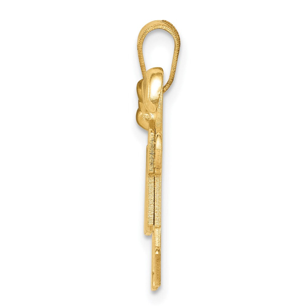 14k Yellow Gold Solid Engravable Small Girl on Left and Boy on Right Charm