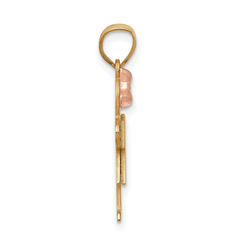 14k Two-tone Gold Two-tone Gold Small Girl with Bow on Left Engravable Charm