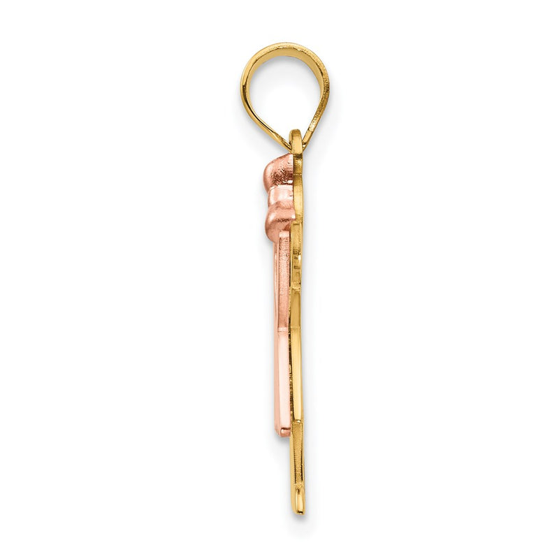 14k Two-tone Gold Two-tone Gold Small Girl with Bow on Right Engravable Charm