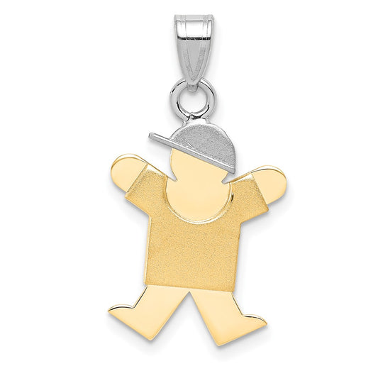 14k Two-tone Gold Two-tone Gold Small Boy with Hat on Right Engravable Charm