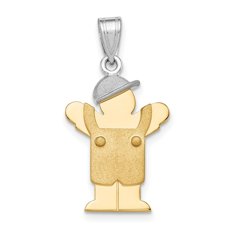 14k Two-tone Gold Two-tone Gold Small Boy with Hat on Left Engravable Charm