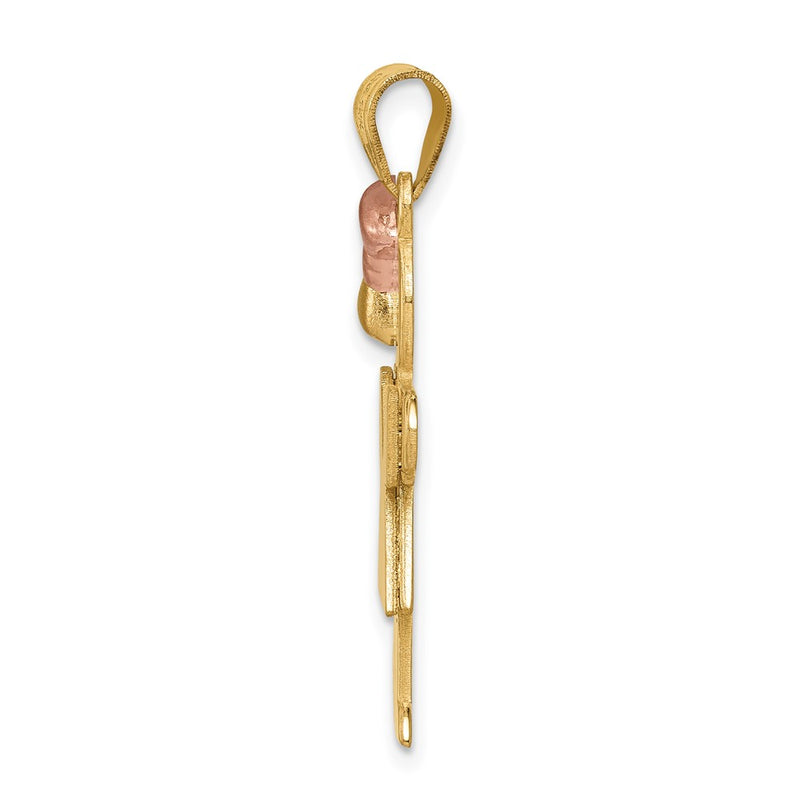 14k Two-tone Gold Two-tone Gold Large Girl with Bow on Left Engravable Charm