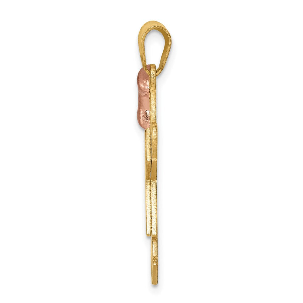 14k Two-tone Gold Two-tone Gold Large Girl with Bow on Left Engravable Charm