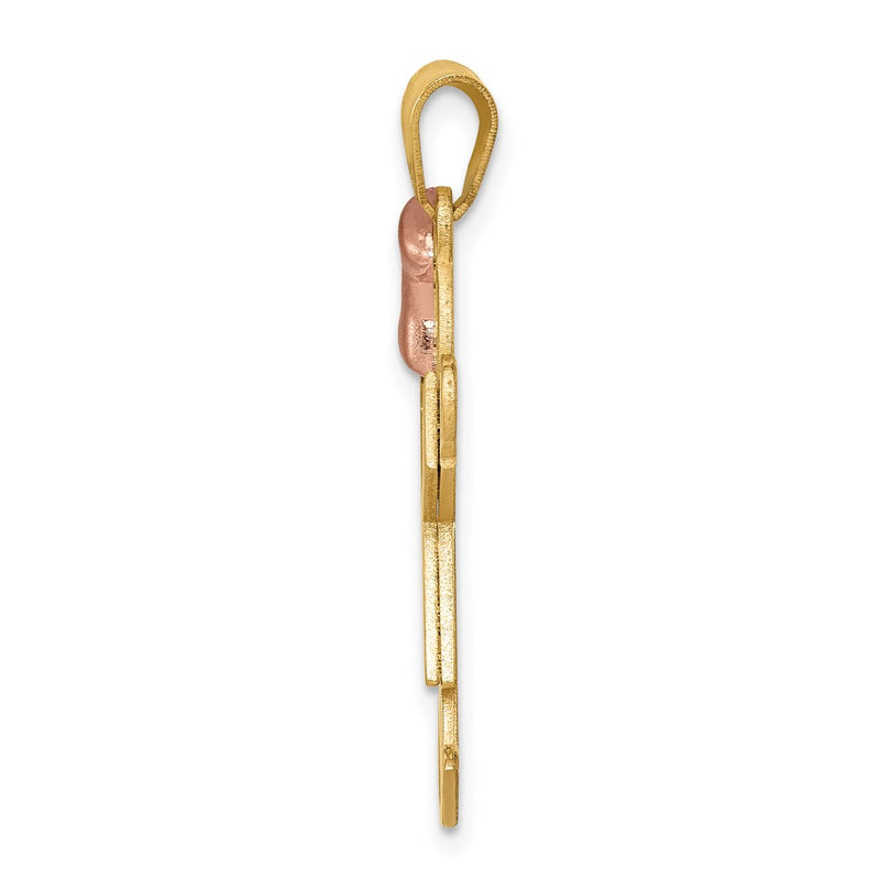 14k Two-tone Gold Two-tone Gold Large Girl with Bow on Left Engravable Charm