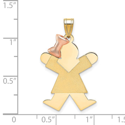 14k Two-tone Gold Two-tone Gold Large Girl with Bow on Left Engravable Charm