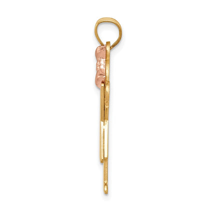 14k Two-tone Gold Two-tone Gold Large Girl with Bow on Right Engravable Charm