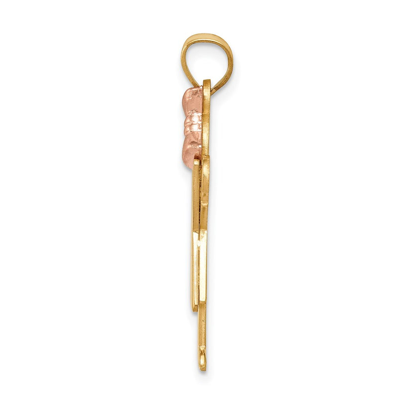 14k Two-tone Gold Two-tone Gold Large Girl with Bow on Right Engravable Charm