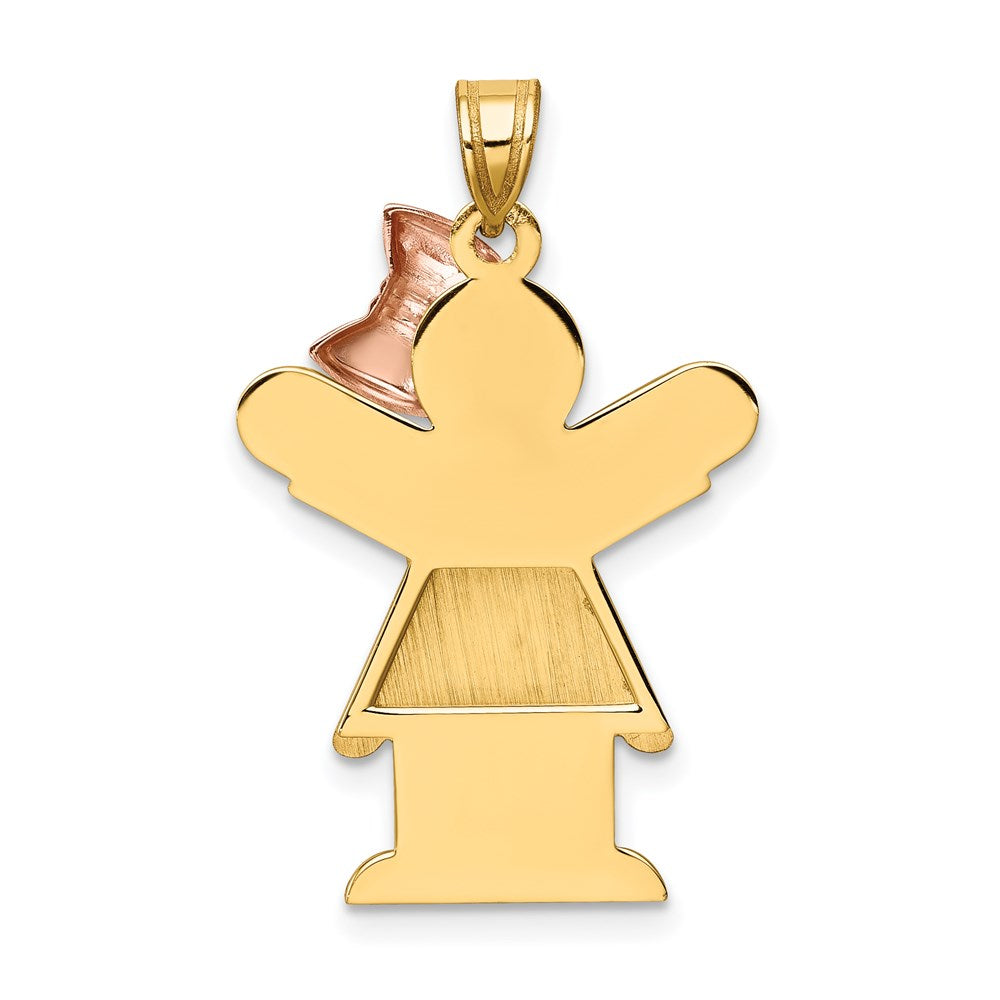 14k Two-tone Gold Two-tone Gold Large Girl with Bow on Right Engravable Charm