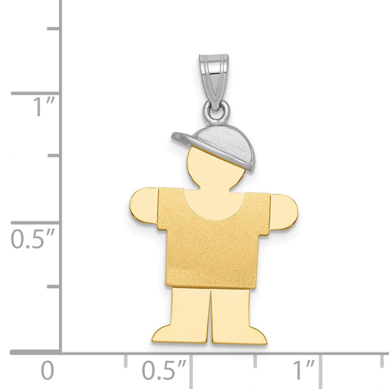 14k Two-tone Gold Two-tone Gold Large Boy with Hat on Right Engravable Charm