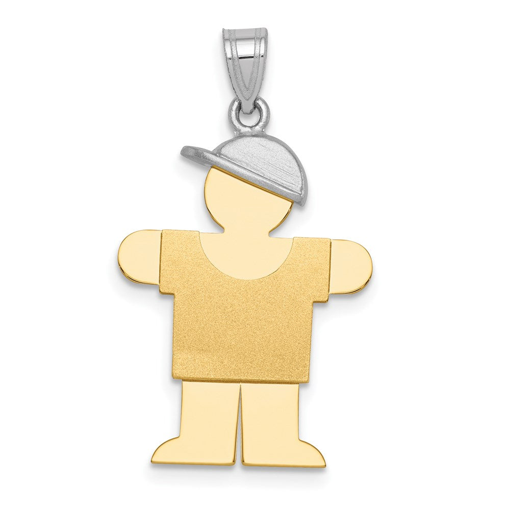14k Two-tone Gold Two-tone Gold Large Boy with Hat on Right Engravable Charm