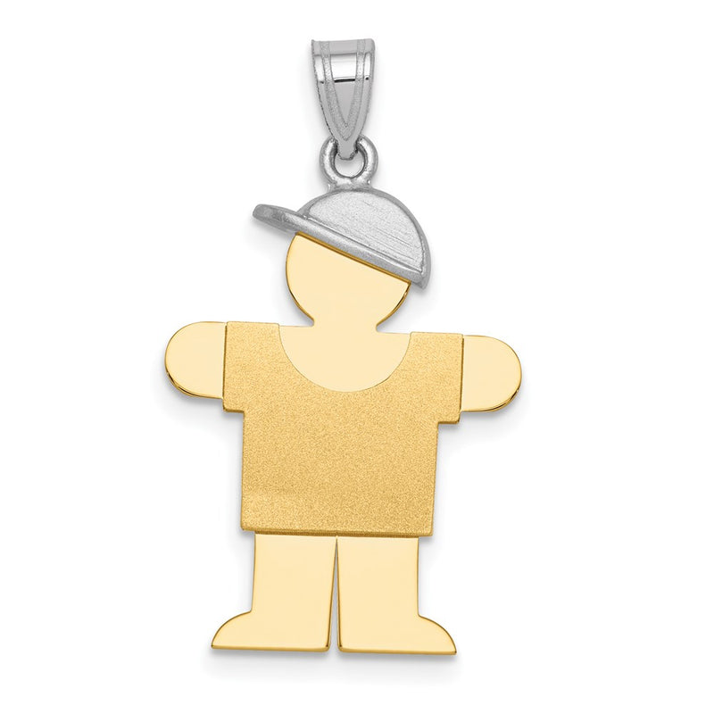 14k Two-tone Gold Two-tone Gold Large Boy with Hat on Right Engravable Charm