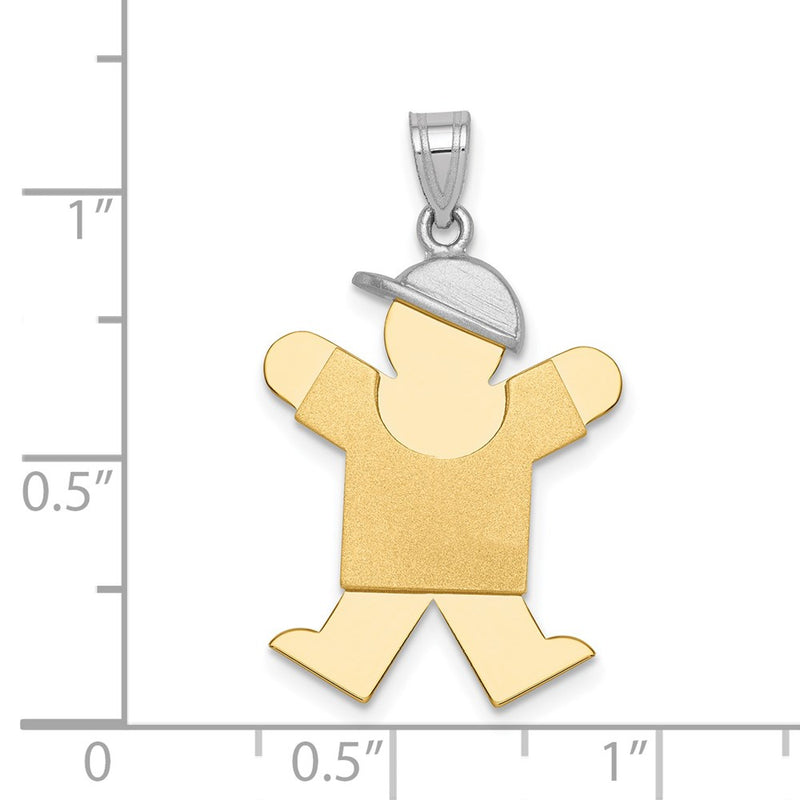 14k Two-tone Gold Two-tone Gold Large Boy with Hat on Right Engravable Charm