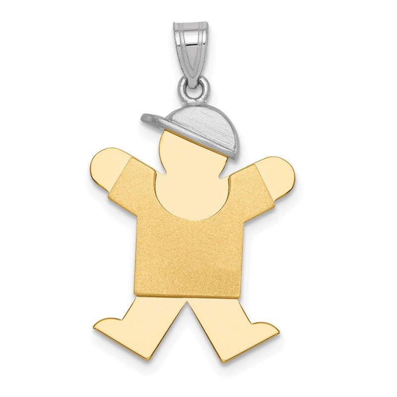 14k Two-tone Gold Two-tone Gold Large Boy with Hat on Right Engravable Charm