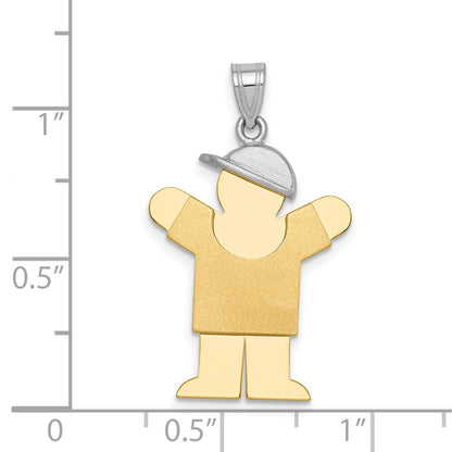 14k Two-tone Gold Two-tone Gold Large Boy with Hat on Right Engravable Charm