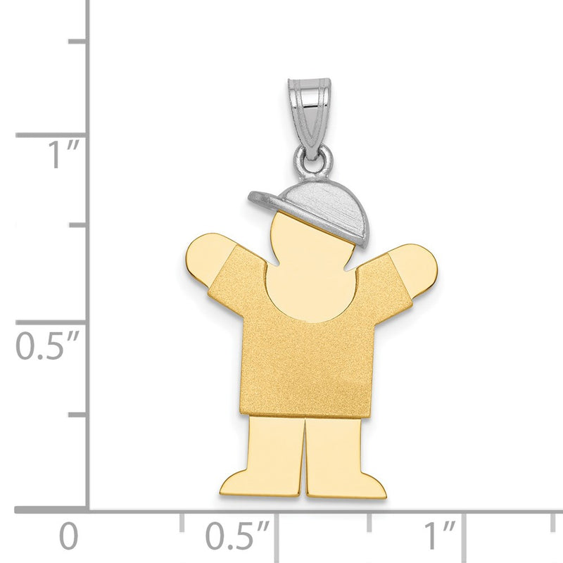 14k Two-tone Gold Two-tone Gold Large Boy with Hat on Right Engravable Charm
