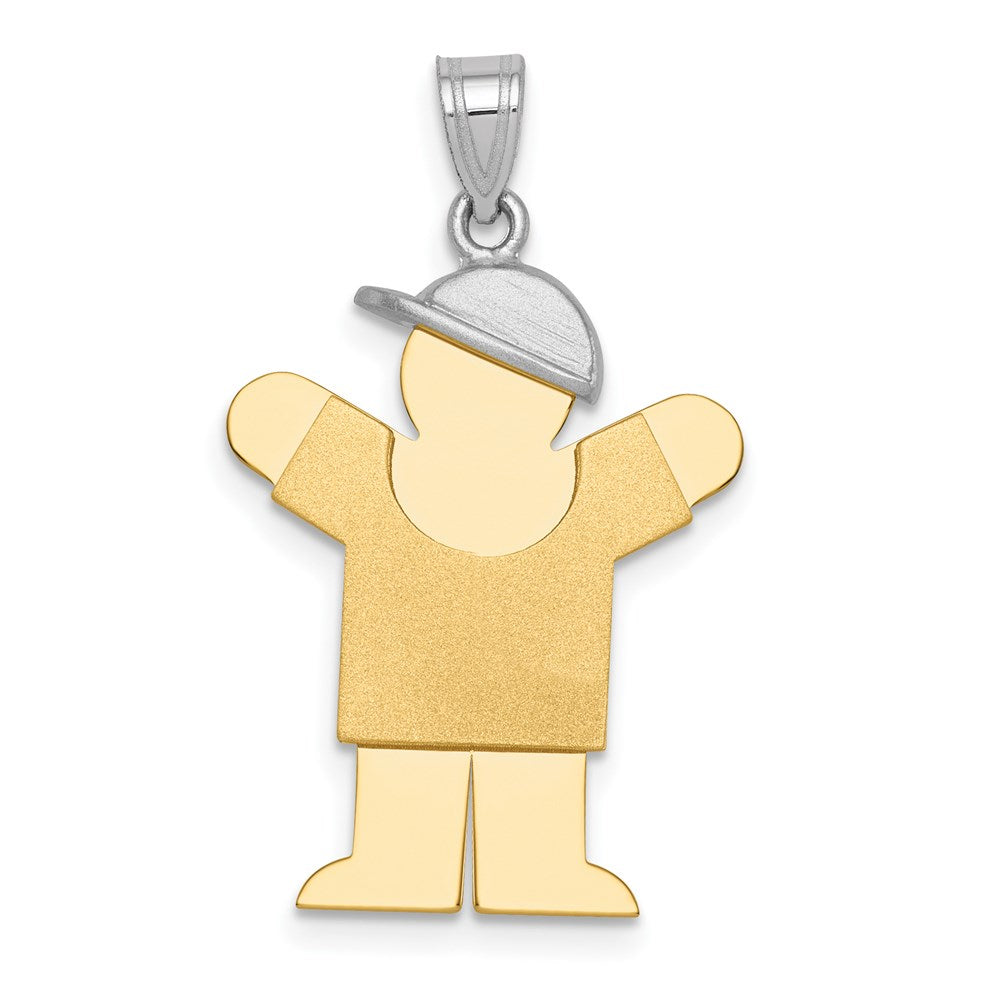 14k Two-tone Gold Two-tone Gold Large Boy with Hat on Right Engravable Charm