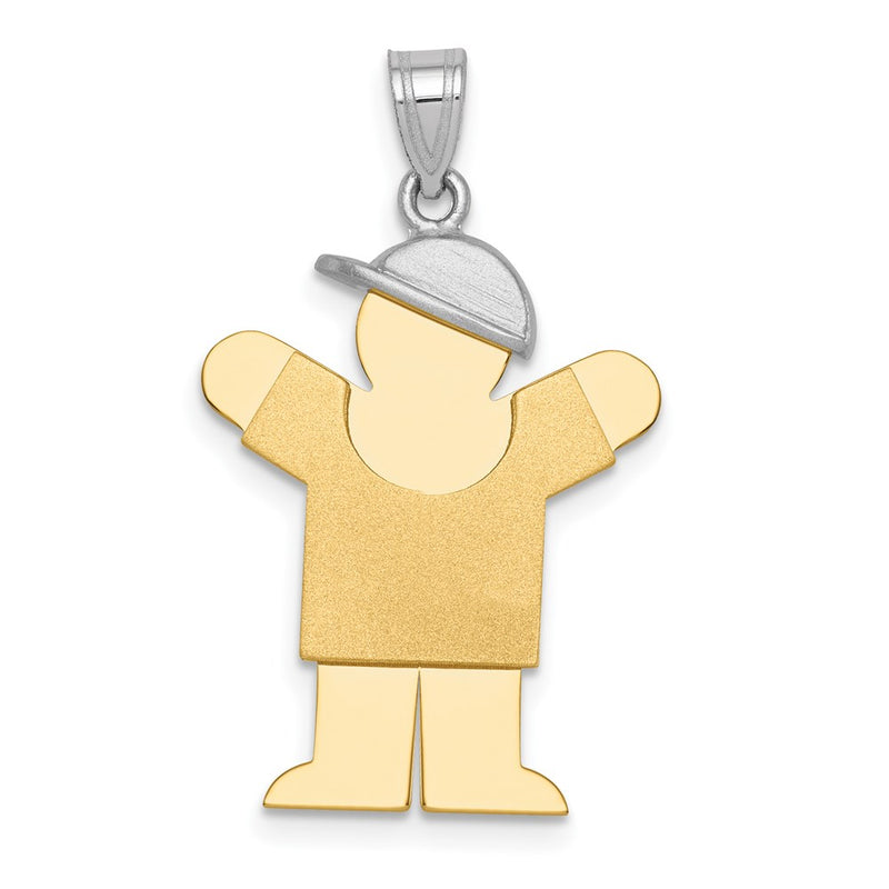 14k Two-tone Gold Two-tone Gold Large Boy with Hat on Right Engravable Charm
