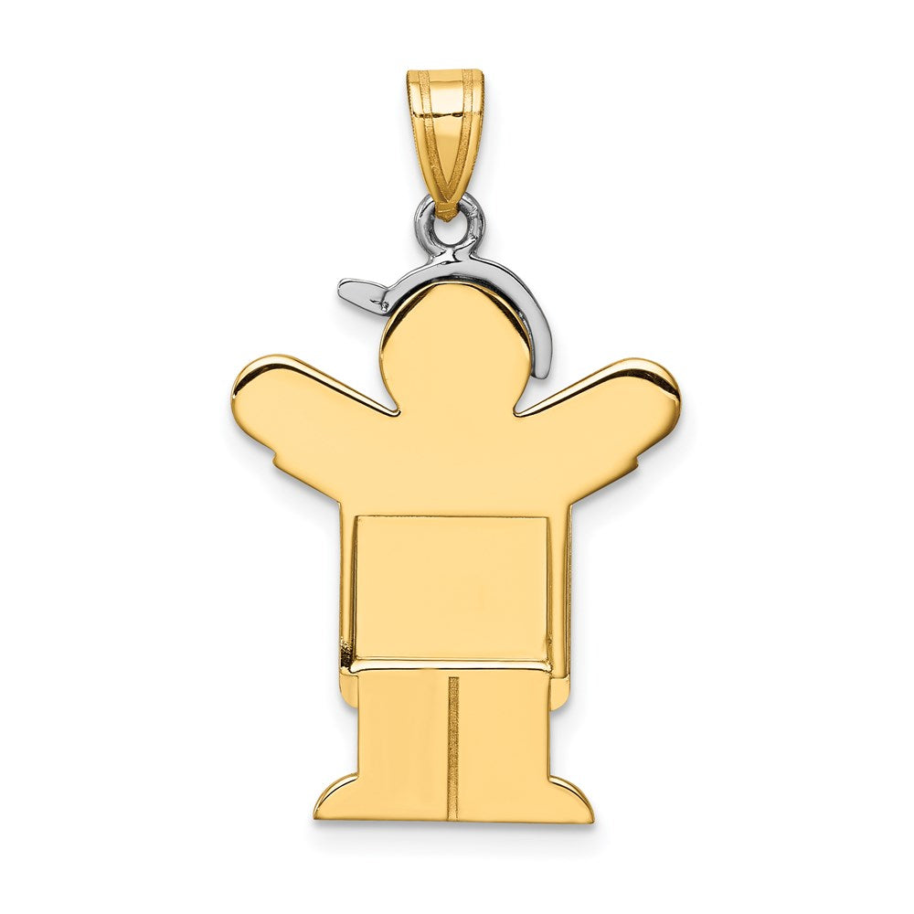 14k Two-tone Gold Two-tone Gold Large Boy with Hat on Left Engravable Charm