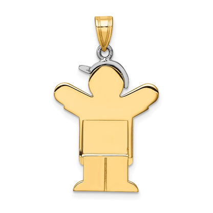 14k Two-tone Gold Two-tone Gold Large Boy with Hat on Left Engravable Charm