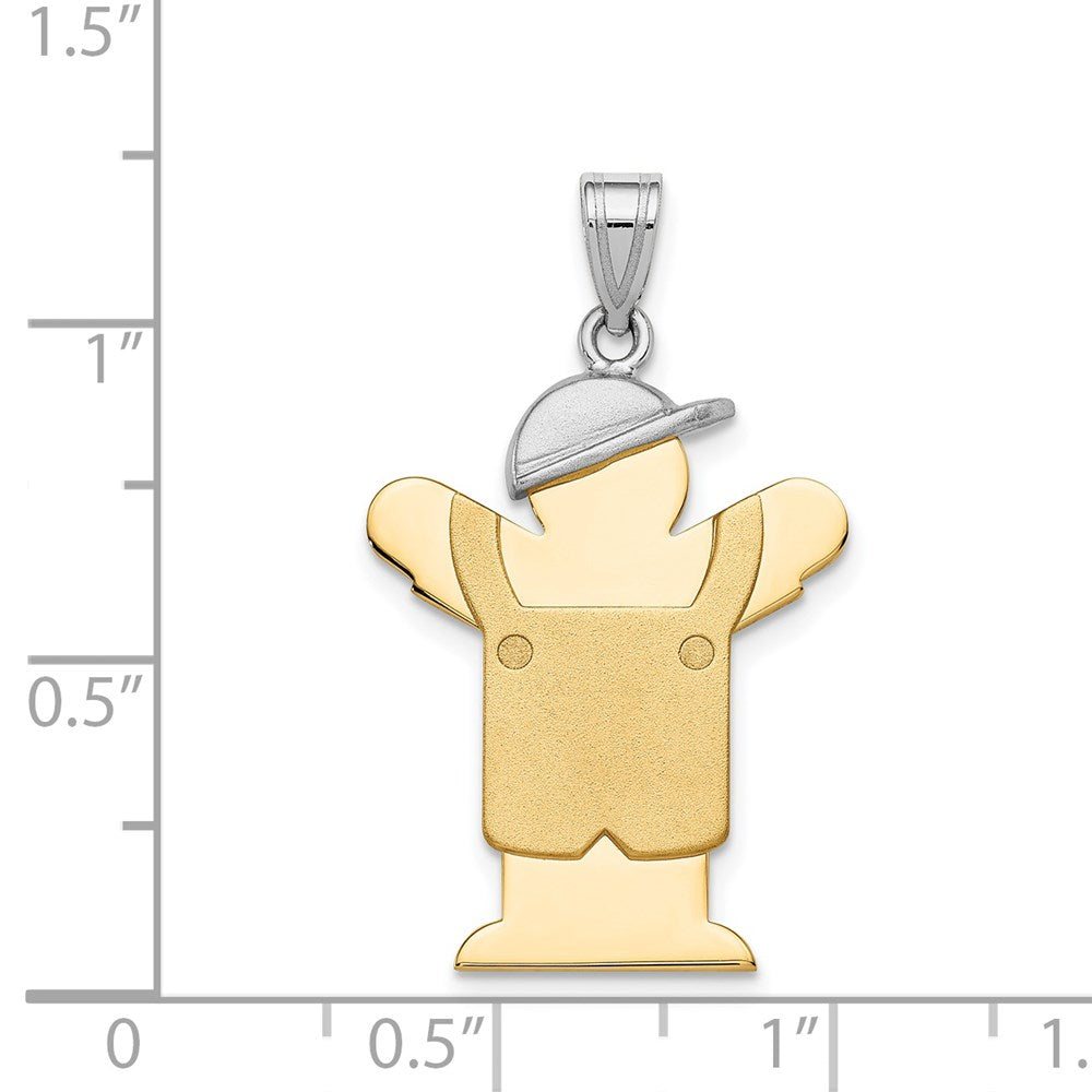 14k Two-tone Gold Two-tone Gold Large Boy with Hat on Left Engravable Charm