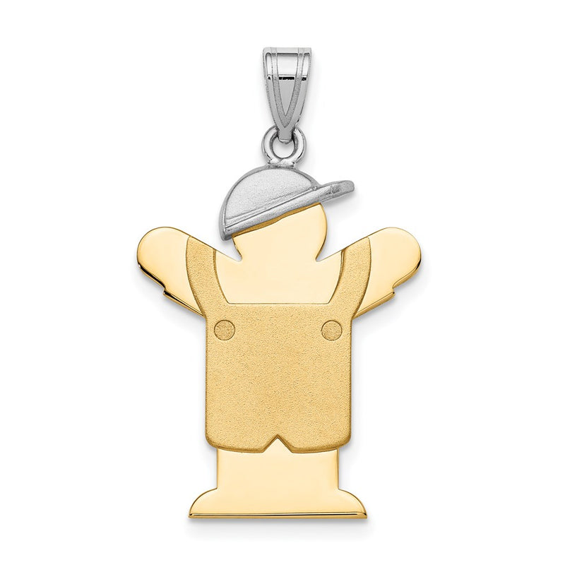 14k Two-tone Gold Two-tone Gold Large Boy with Hat on Left Engravable Charm