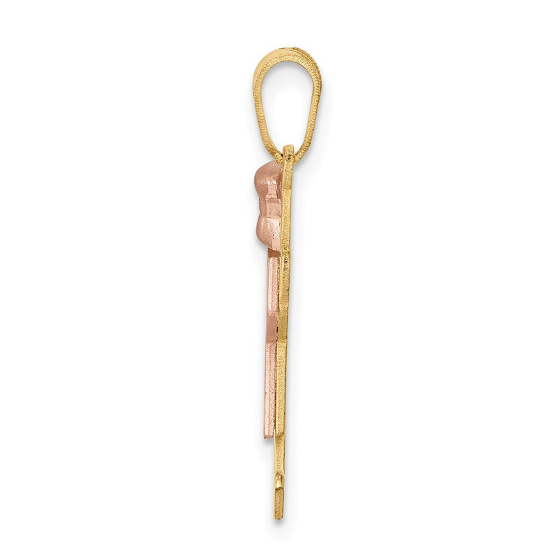 14k Two-tone Gold Two-tone Gold Small Girl with Bow on Left Engravable Charm