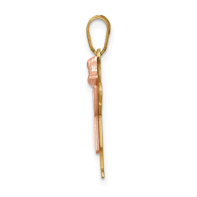 14k Two-tone Gold Two-tone Gold Small Girl with Bow on Right Engravable Charm