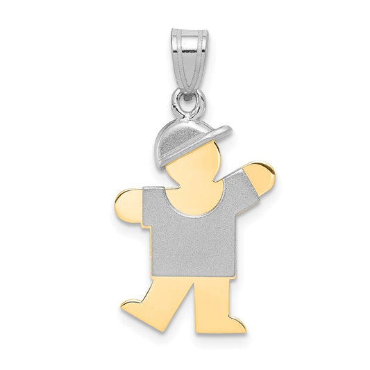 14k Two-tone Gold Two-tone Gold Small Boy with Hat on Left Engravable Charm