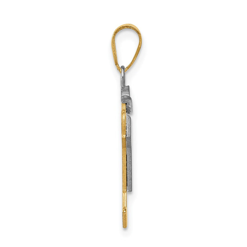 14k Two-tone Gold Two-tone Gold Small Boy with Hat on Right Engravable Charm