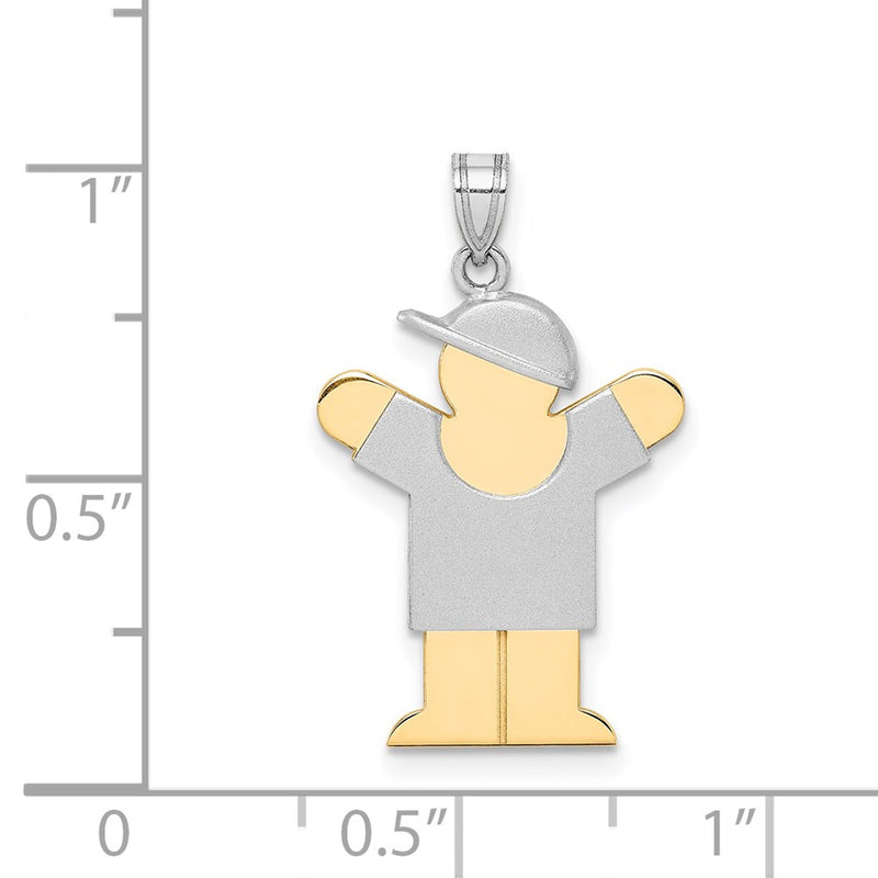 14k Two-tone Gold Two-tone Gold Small Boy with Hat on Right Engravable Charm
